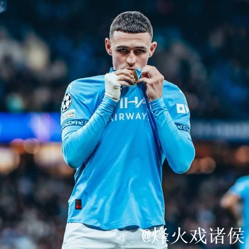 福登第12次英超远射破门，追平曼城队史并列第四